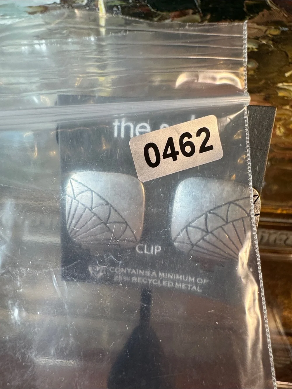0462-The Sak Silver-Tone Fan Etch‎ Clip-On Earrings